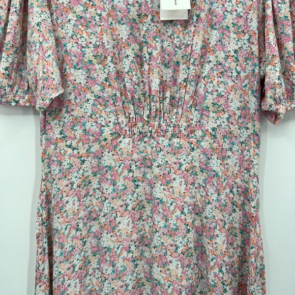 Faithfull the Brand Women's Beline Midi Dress Vionette Floral Pink sz XL/US 10 - Picture 4 of 12